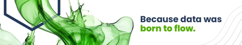 Green transparent liquid representing data flowing through a hexagon cell representing cloud storage.